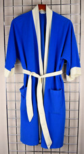 Vintage Munsingwear Robe One Size 60s Mod Blue White Trim Soft Knee Length