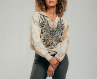 Affliction Women's “CASPIAN MANOR” long sleeve pullover glitz lace-up hoodie NWT