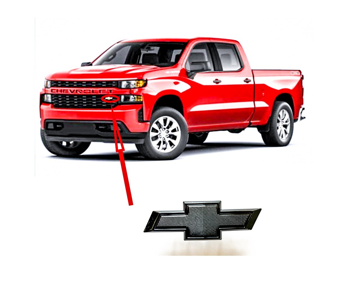 Headlights For Chevrolet Silverado 1500 Front Small Black & Red Bowtie Emblem For 2019-2023 Chevy Silverado 1500/2500HD/3500HD - Custom Painted Chevrolet Emblem Headlights For Chevrolet Silverado 1500 Front Small Black & Red Bowtie Emblem For 2019-2023 Chevy Silverado 1500/2500HD/3500HD - Custom Painted Chevrolet Emblem