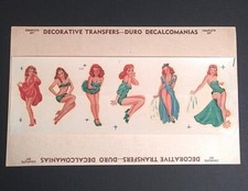 Bathing Pinup Girls Water Slide Transfer Unused Decal Sheet c1950s Duro 1128
