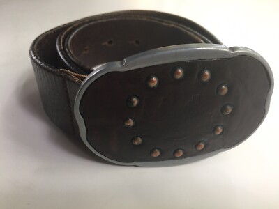 Vintage Gap Studded Genuine Leather Belt - Brown Vintage Gap, Dark Brown Leather Belt With Brass Tone Studs  main image 4