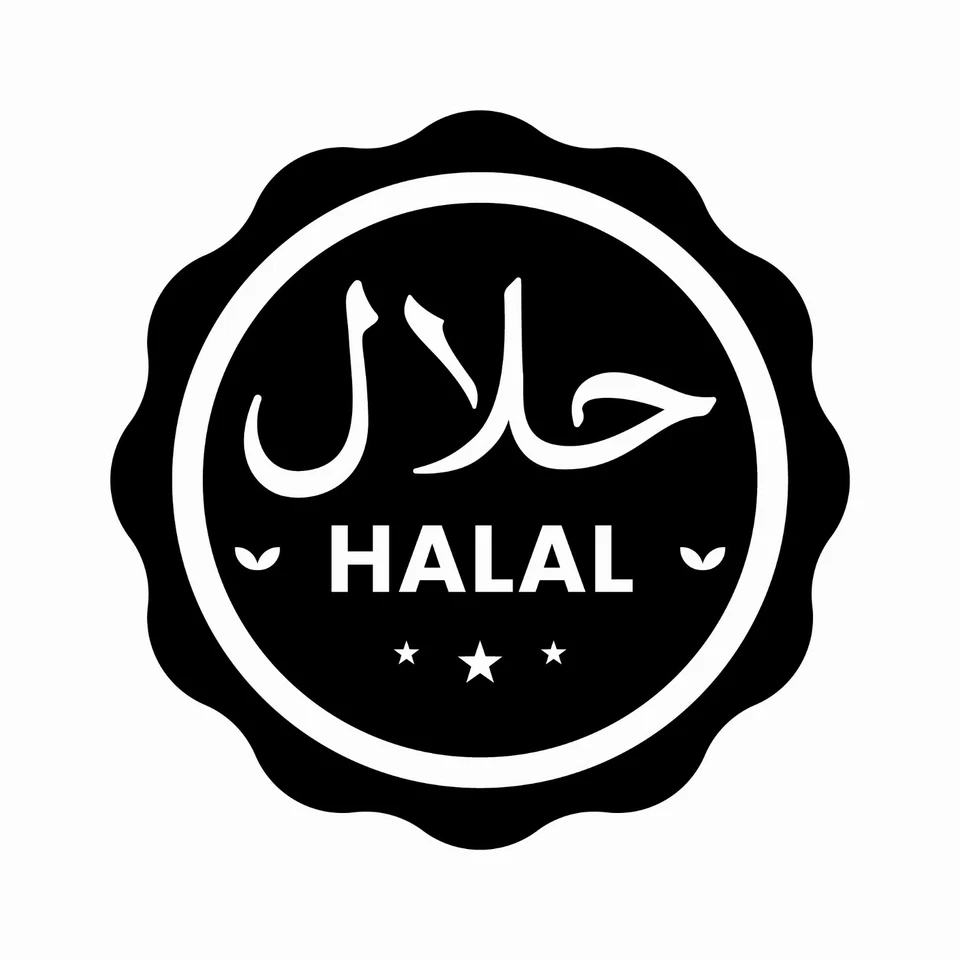 PHILL SMITH DESIGN & PRINT Halal Vinyl Food Shop Sign Symbol 140mm Sticker Decal Butchers Cafe Takeaway