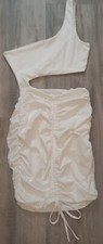 WOMEN'S SHEIN White Cut-Out One-Shoulder Sexy Ruched Cinched Bodycon Dress, sz M