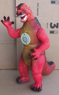 Vintage 80s GODZILLA red Monster Bootleg Plastic Blow Mold Figure 