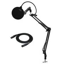 Shure SM58-LC Vocal Microphone Knox Gear Boom Arm Pop Filter XLR Cable