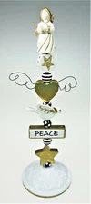 13” Peace Angel Dove Heart Bead Totem Stand Christmas Holiday Decor Figurine‌‌‌‌