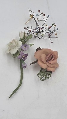 Basteln Ton Blumen, Rose Pfirsich, Rose weiß, Perlen Edelstein Zweig für Kunstprojekte