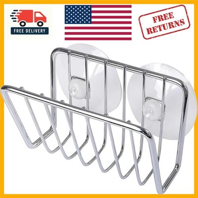 Stainless Steel Open Design Sponge Holder with Extra Suction Cups - Space Saving