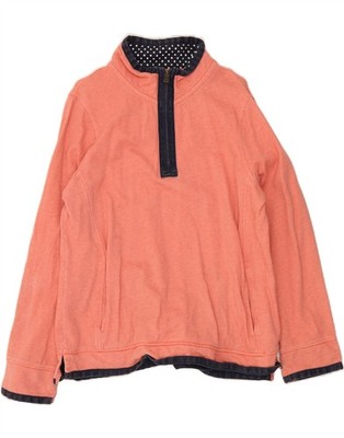 Fat Face Damen Zip Neck Sweatshirt Pullover UK 18 XL Orange Baumwolle AV09