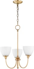 Quorum 6109-3-80 Celeste Chandelier, 3-Light 180 Total Watts, Aged Brass