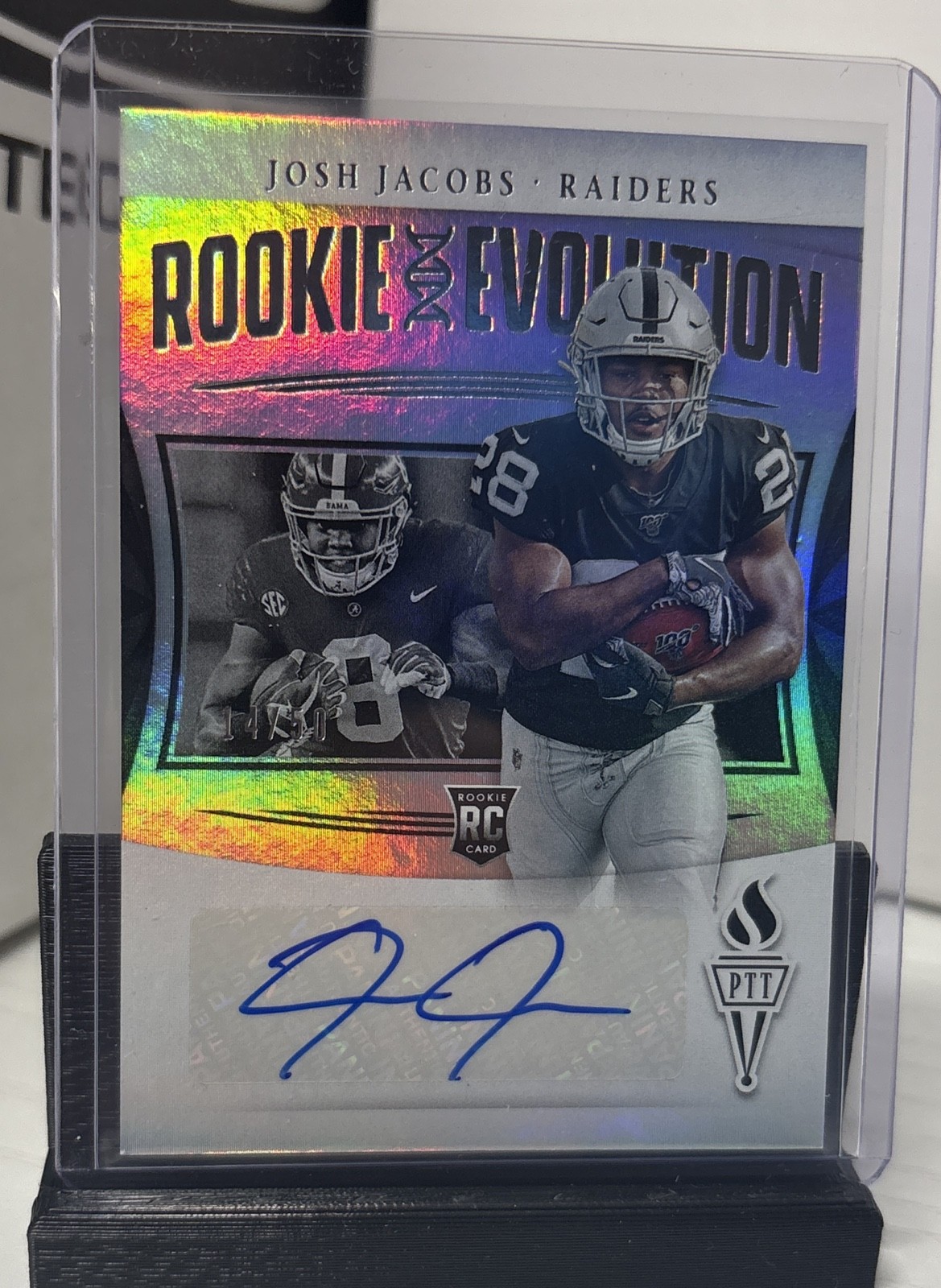 2019 Panini PTT Rookie Evolution Auto Josh Jacobs #RE-JJ Silver /50 (AU, RC)