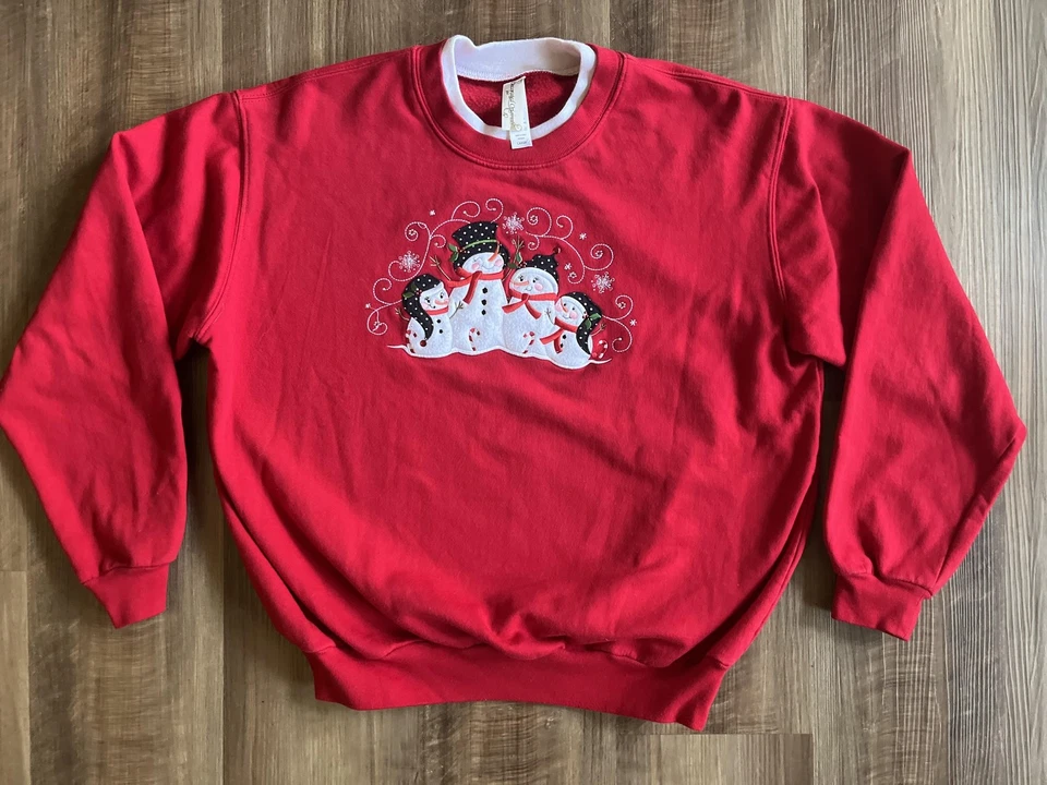 Muñeco de Nieve Navidad Sudadera Mujer Grande Rojo Cuello Redondo Vellón Vacaciones Gráfico Foto 2 de 4