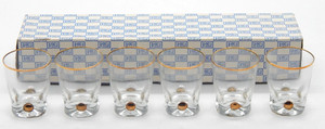 Vtg Jozef Stanik Golden Zuzana Gold Ball Set of (6) Shot Glasses With Box