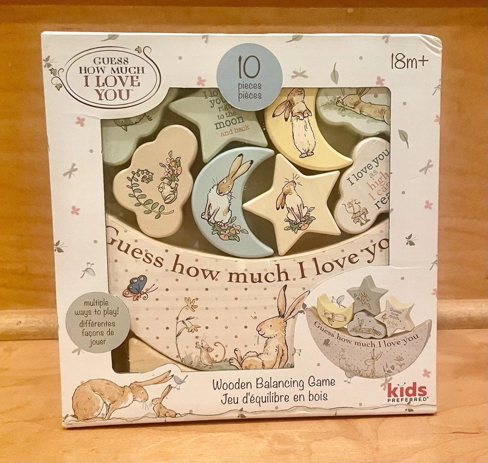 Wooden Balancing Game Blocks Stacker Toy Guess How Much I Love You Montessori - Image 3 of 4