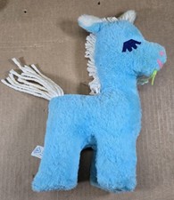 RARE Vintage Eden Toys Stuffed Plush Toy Blue Horse with Yarn Mane 12   