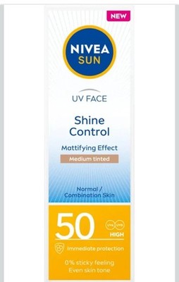 Nivea Sun UV Sonnenschutz Gesicht Glanz Kontrolle Creme für Matte Look LSF50, 50ml