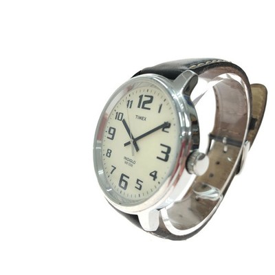 Timex INDIGLO Quarzuhr W2 Off-White Dial Brown Leather Strap Men s C Rank