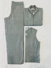 Bloomingdales silk blend 3 piece lounge pj set Women's XL pants tank top jacket