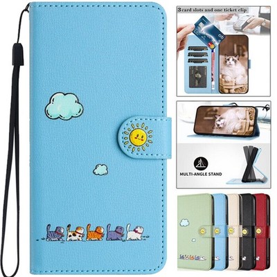 For iPhone 17 16e 15 14 13 12 11 Pro MAX 8 7 Flip Case Cute Leather Wallet Cover