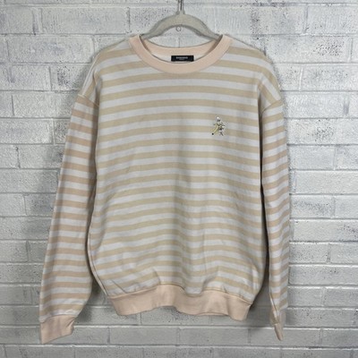 Bananas Monkey Crewneck Sweatshirt Peach Striped Mens Size M Streetwear