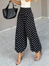 Women's Polka Dot Wide Leg Pants High Waist Loose Fit Casual Trousers Summer Vin