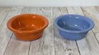 Two (2) Vintage Bauer Pottery Blue Orange Ramekin Dish Bowls 1930s-50s Calif USA