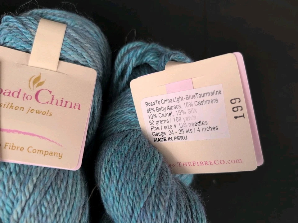 Lot of 5 /Fibre Company ROAD TO CHINA Alpaca Silk Cashmere Yarn - Blue Tourmali  - Image 3 of 4
