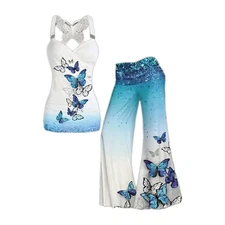 2 Piece Outfit Butterfly Top And Pants