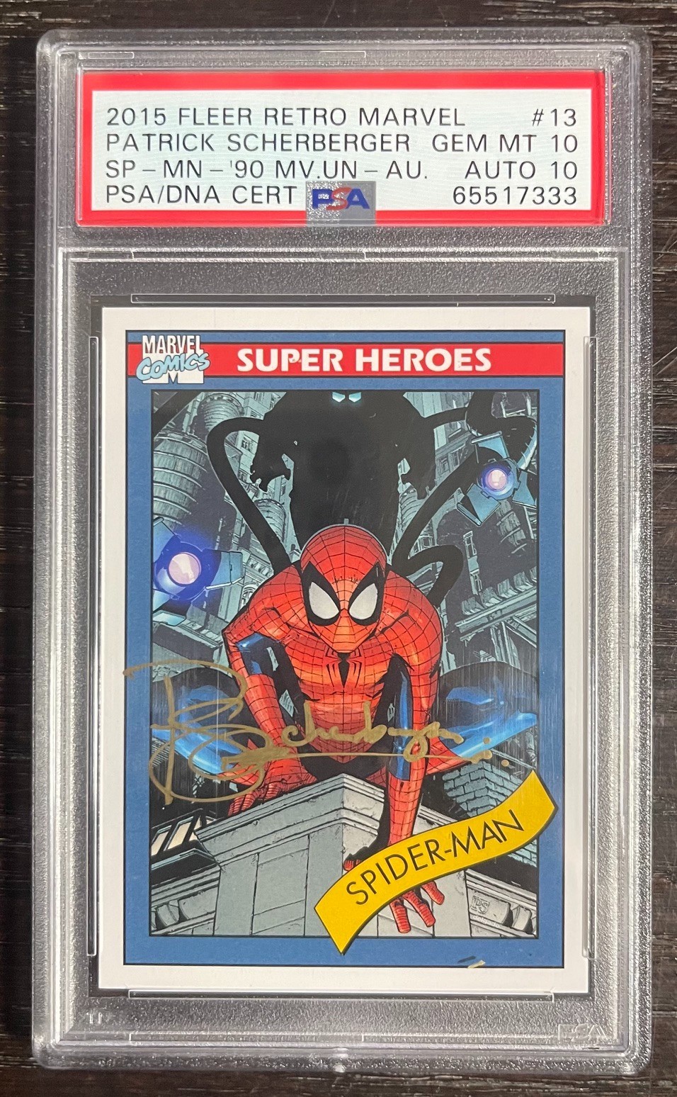 2015 Marvel Fleer Retro 1990 Impel Auto Spider-man Scherberger PSA 10 Universe view 2