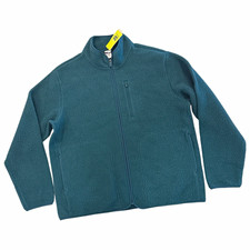 NWT Men's teal Blue Full Zip Fleece Jacket Stand-Up Collar Regular Fit, XL