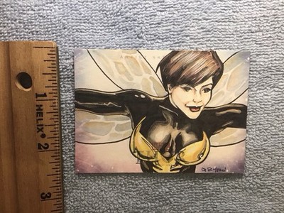 Wasp Sketch Card Marvel Avengers Thor Ant-Man Upper Deck By Dave