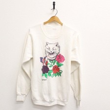 Vintage Kitty Cat in Garden California Sweatshirt XL