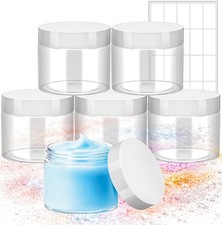 6 Pack 6oz Plastic Jars with Lids,180ml Round Clear Cosmetic Containers Makeu...