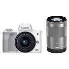 Canon EOS Kiss M2 White Double Zoom Lens Kit Mirrorless Camera KISSM2WH-WZK