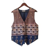 Vintage boho indie beaded embellished patchwork vest size medium
