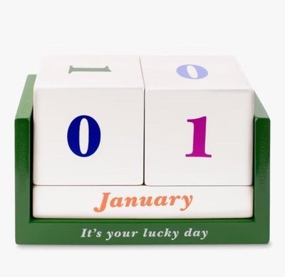 NIB KATE SPADE Perpetual Calendar IT S YOUR LUCKY DAY Wooden Blocks 6 X4    