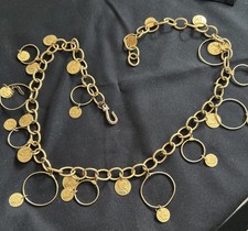 Women Gold Chain LinksFashion Belt Coin Charm Size 34  Long Excellent