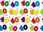 Special Age 40 Gift Wrapping Paper 1 Sheet & Matching Gift Tag - 40th Birthday
