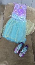 Disney Store Costume Dress 4 XS Girls Halloween Little Mermaid Ariel Shoes 9/10