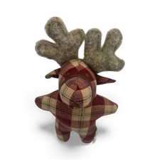 Pier 1 Imports Christmas Plaid Moose Felted Antlers Plush 7" child hand size