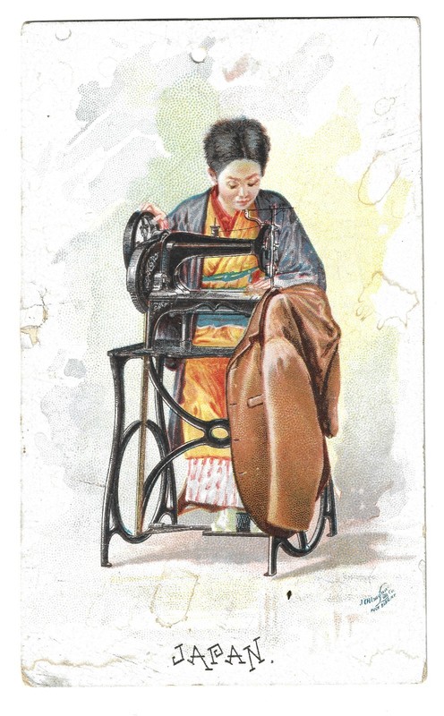 Vintage SINGER sewing machine advertisg Japan 1890’s Costume Series
