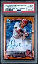 POP 1 2025 Bowman JJ Wetherholt Auto /25 BCP-22 Orange Mega PSA 10