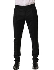 Dolce&Gabbana Men Black Dress Pants Wool Blend Stretch Formal Trousers Sz IT 46