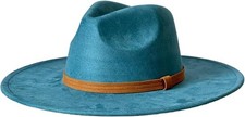 Men Women Fedora Hat Western Cowboy Cowgirl Jazz Hat Felt Panama with Belt