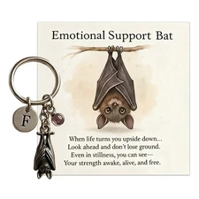 Bat Keychain With Encouragement Verse Card,Metal Pendant Keychain Jewelry Gift
