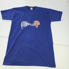 Peru Chullo Llama Peruvian Patriotic Blue Embroidery Short Sleeve T-Shirt XL Euc