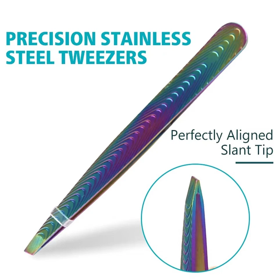 Slanted Flat Tip Lash Applicator Eyebrow Tweezer Eyelash Clip Beard Hair Remove☾ - Image 2 of 4