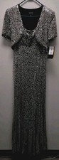 NWT Ignite Evenings Formal Prom 2-PC Dress Jacket Bolero Sequin Lace Silver 10