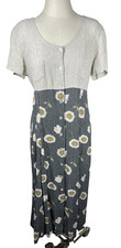 Vintage Cottage Core Floral Daisy Maxi Dress Size Large Boho Prairie Farmhouse