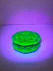 RARE Steuben Pomona Green Uranium Glass Double Flower Frog 1920s